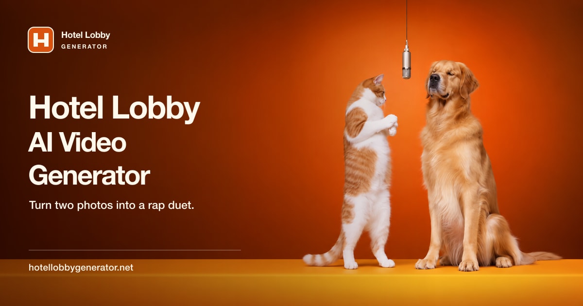 Hotel Lobby Generator - Turn two character photos into an AI rap duet video